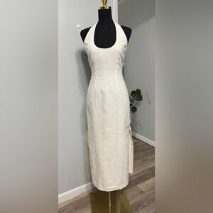 #13)  100% Cotton White House Black Market Strapless Off-White or Cream Dress